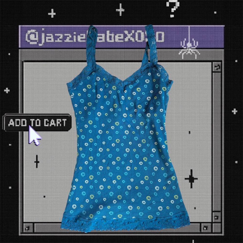 Y2K Blue Floral Tank Top